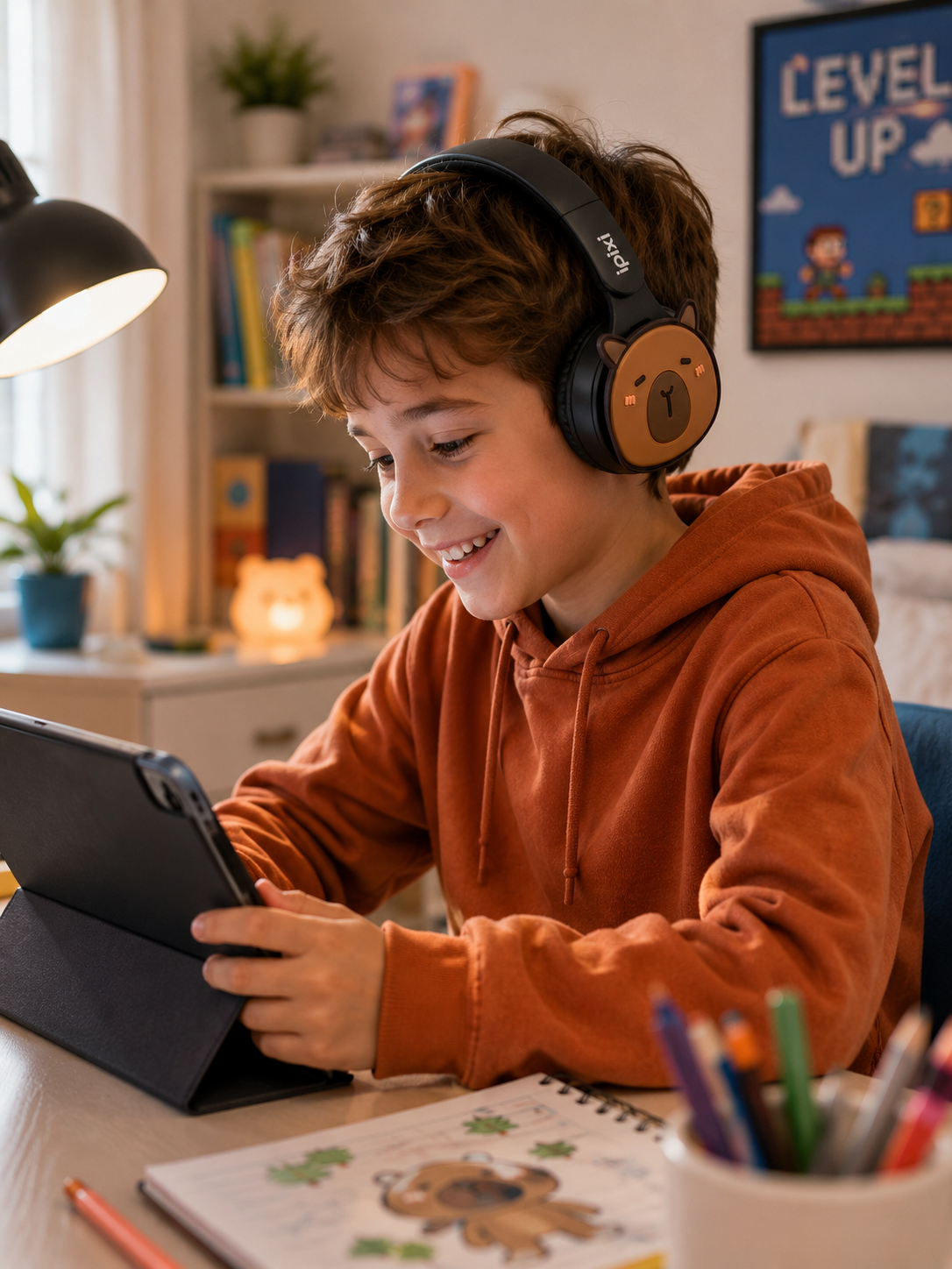iPixi - Capybara Kids Bluetooth Black Headphones