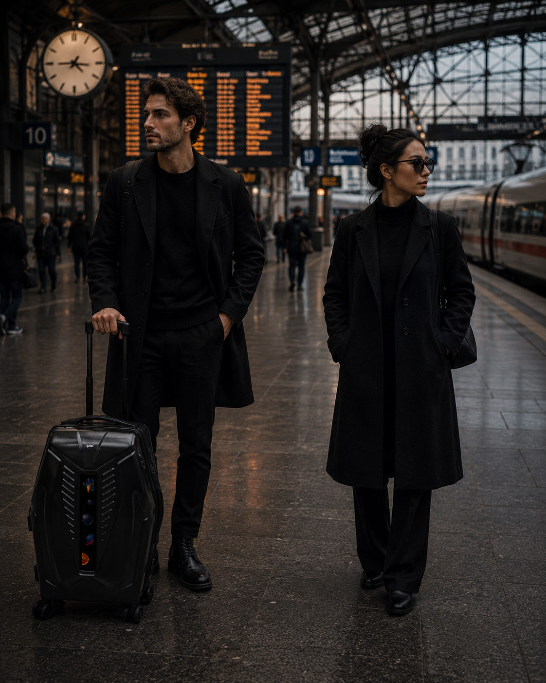 iPixi - Galaxy Voyager LED Smart Travel Black Suitcase