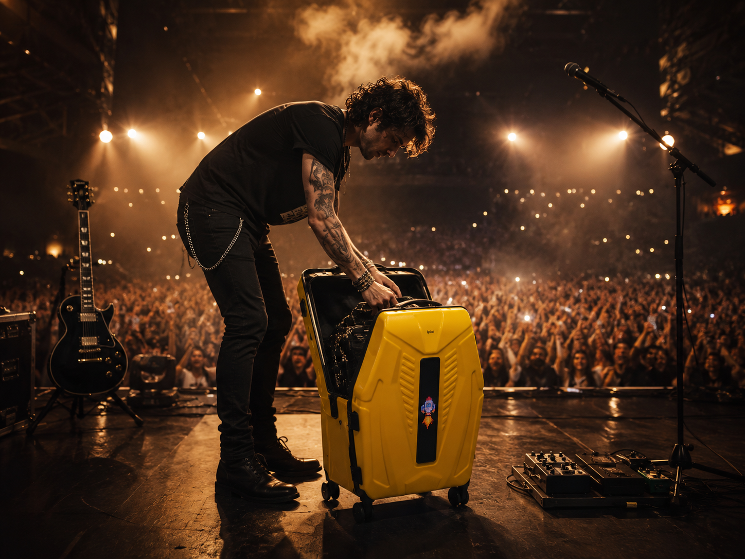 iPixi - Galaxy Voyager LED Smart Travel Yellow Suitcase