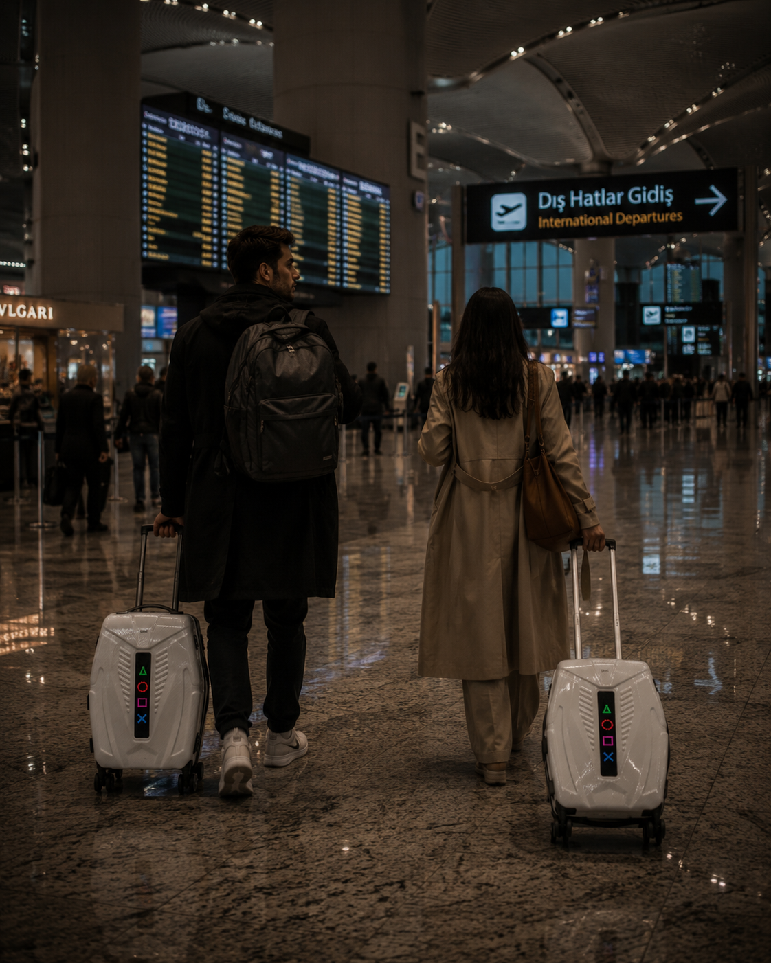 iPixi - Galaxy Voyager LED Smart Travel White Suitcase