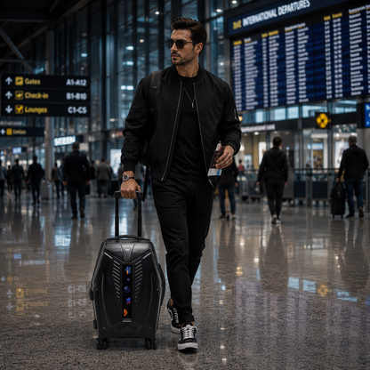iPixi - Galaxy Voyager LED Smart Travel Black Suitcase