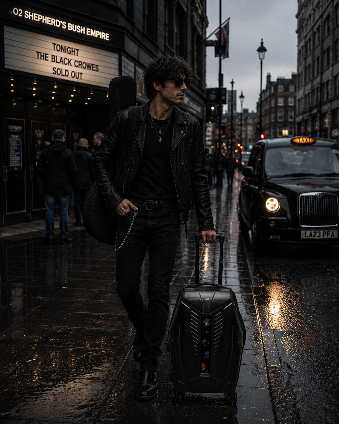 iPixi - Galaxy Voyager LED Smart Travel Black Suitcase