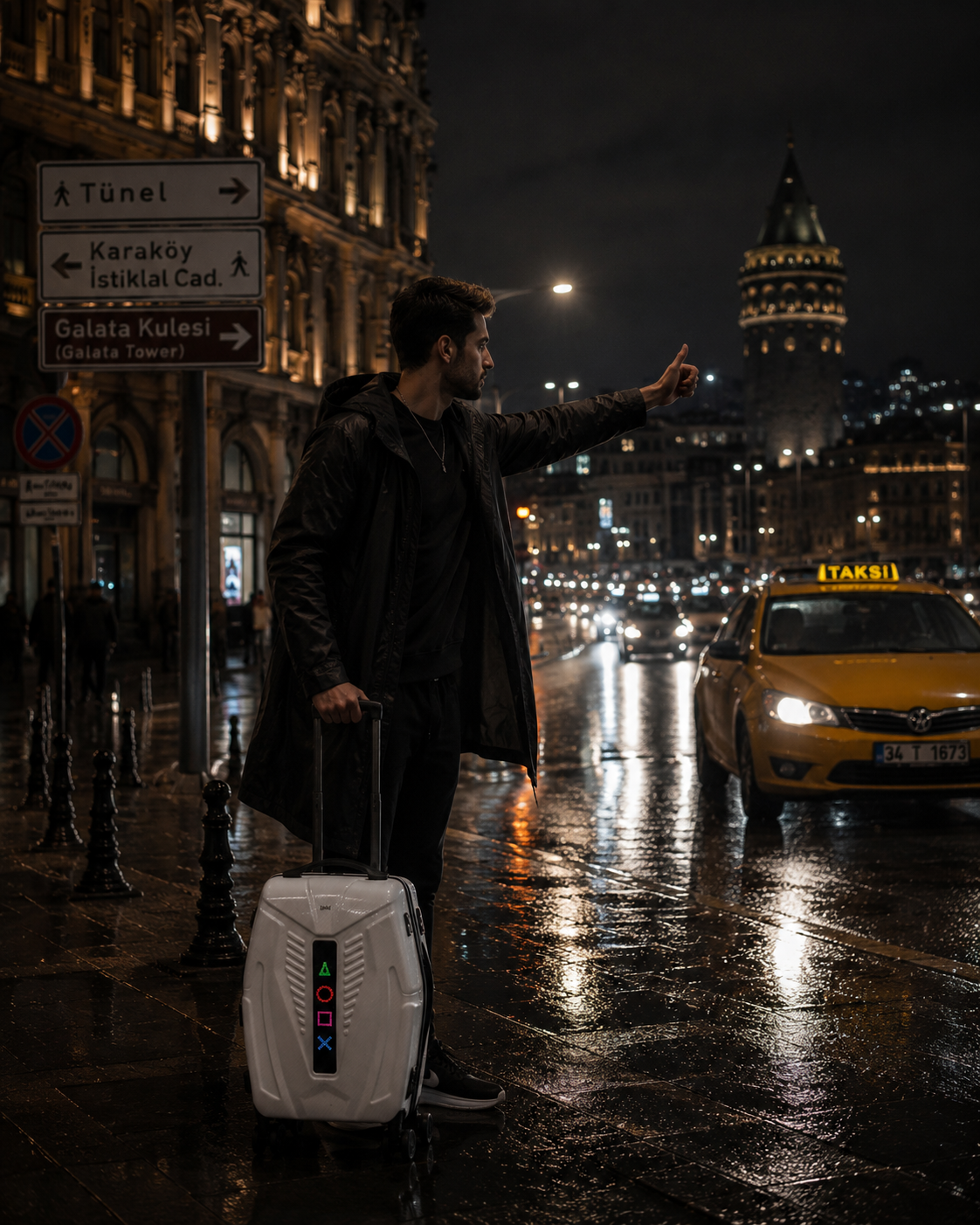 iPixi - Galaxy Voyager LED Smart Travel White Suitcase