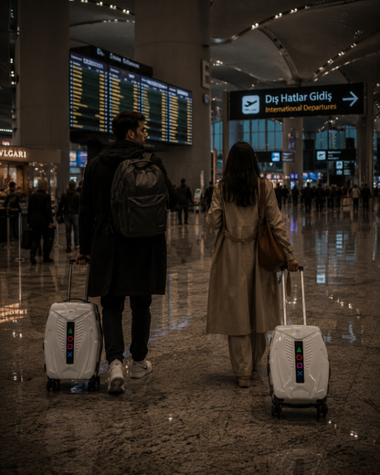 iPixi - Galaxy Voyager LED Smart Travel White Suitcase