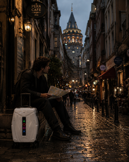 iPixi - Galaxy Voyager LED Smart Travel White Suitcase