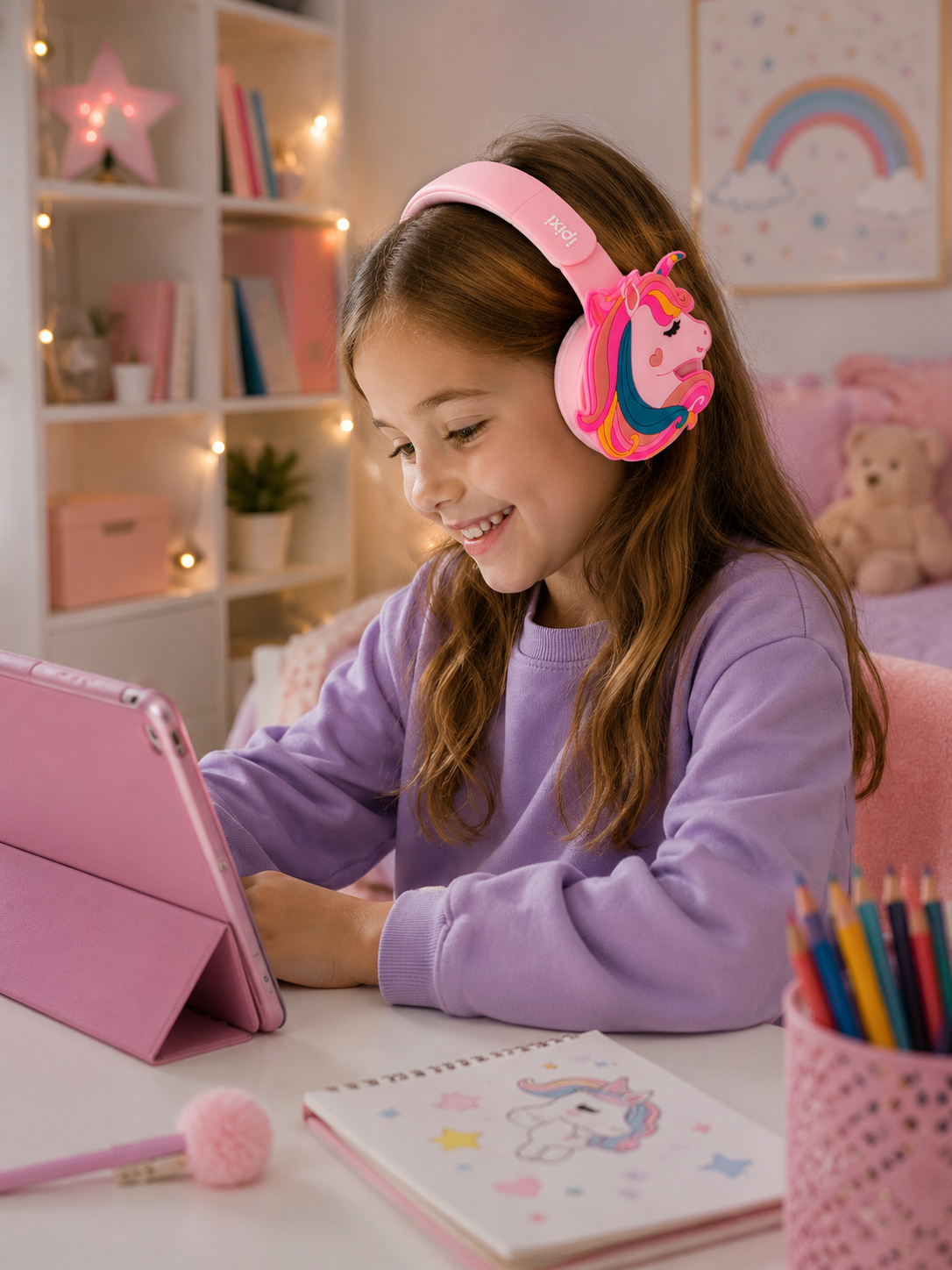 iPixi - TK-688D Unicorn Kids Bluetooth Pink Headphones