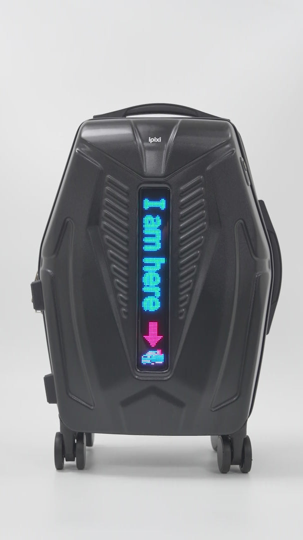 Load video: iPixi - Galaxy Voyager LED Smart Travel Black Suitcase