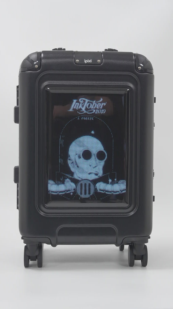 Load video: iPixi - Titan Screen LED Smart Travel Black Suitcase